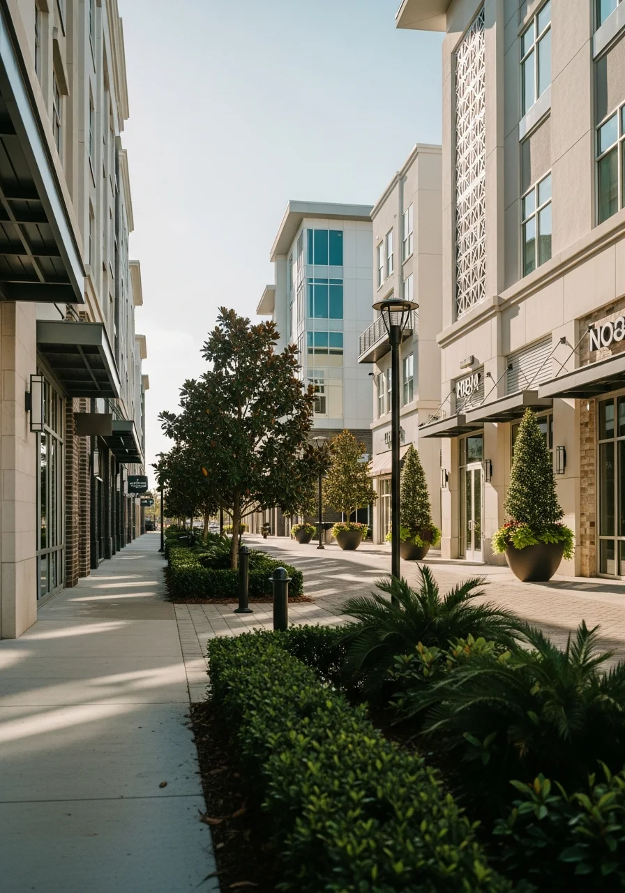 Nocatee Town Center area with mixed-use development and community gathering spaces.