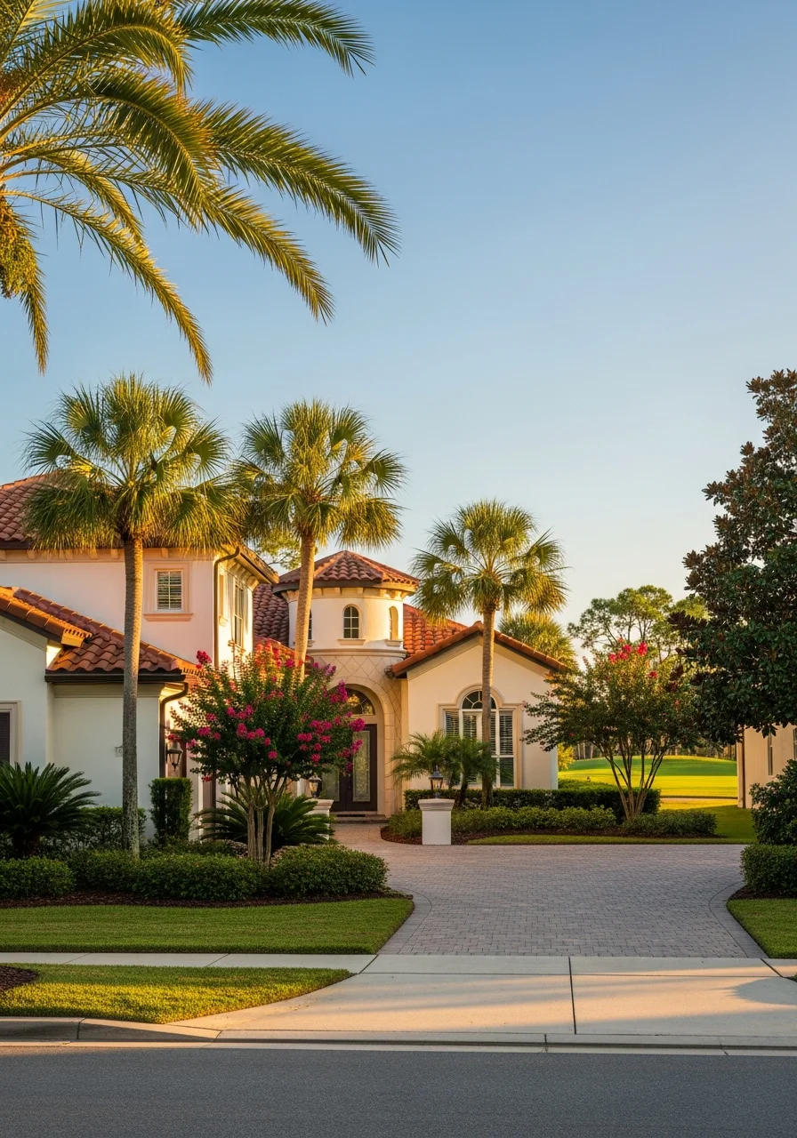 World Golf Village mixed-use development with homes, golf facilities, and community amenities.
